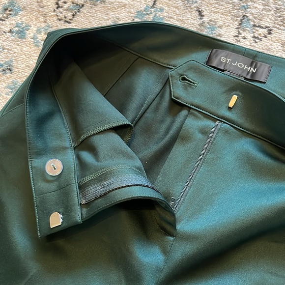ST. JOHN Green Stretch Wool Dress Pants Size 4 - Picture 8 of 15